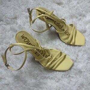 Sam Edelman Yellow Strappy Square-Toe Heels size 38